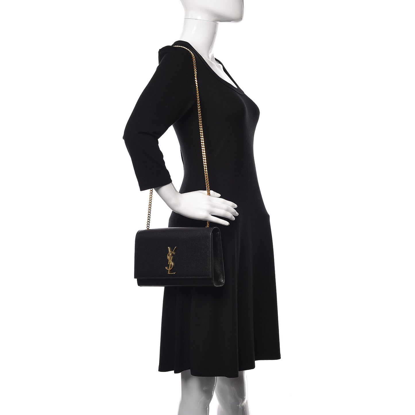 Grain De Poudre Medium Classic Monogram Kate Satchel Black