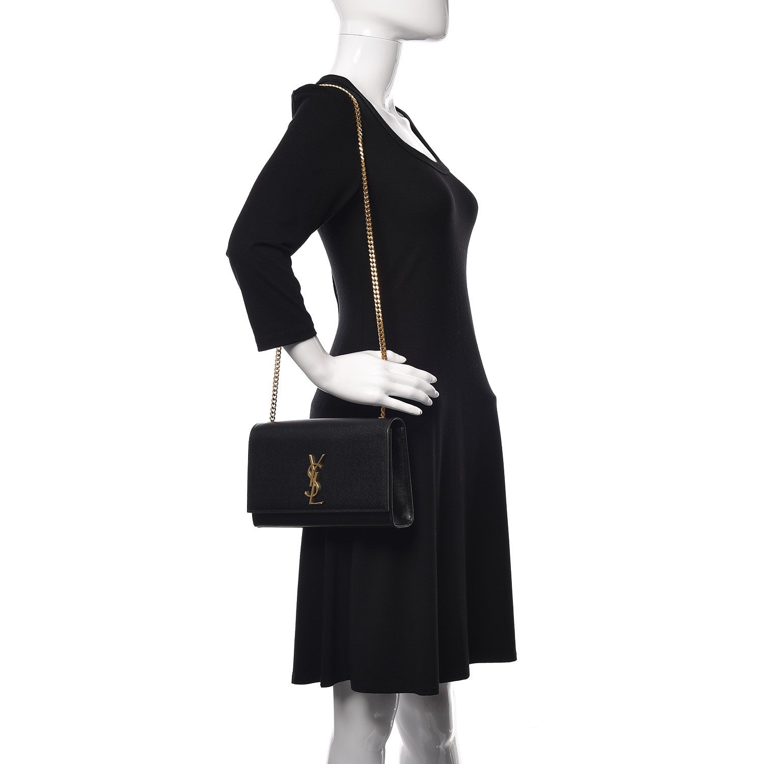 Saint Laurent Grain De Poudre Medium Classic Monogram Kate Satchel Black 3 of 11