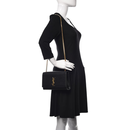 Saint Laurent Grain De Poudre Medium Classic Monogram Kate Satchel Black 3 of 11