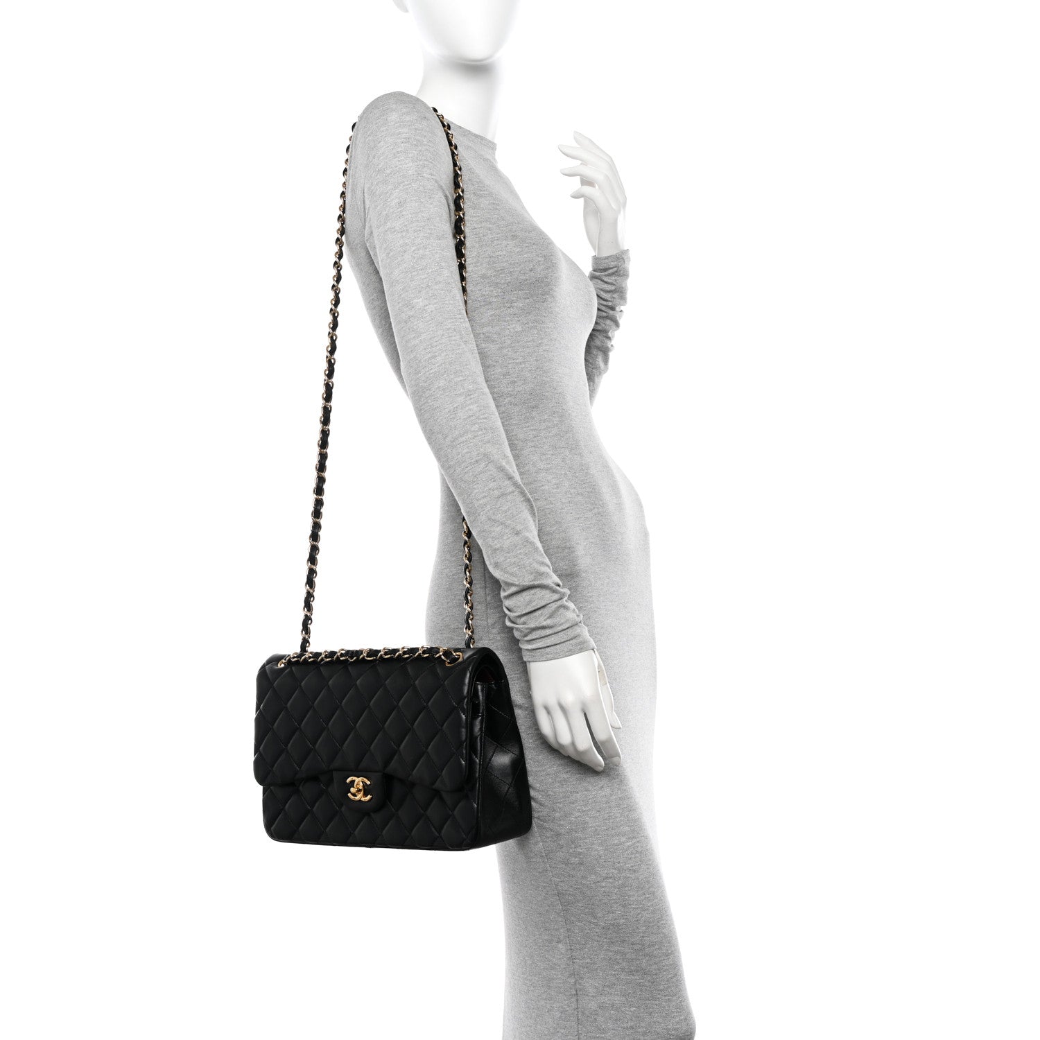 Chanel Lambskin Quilted Jumbo Double Flap Black 2 of 15