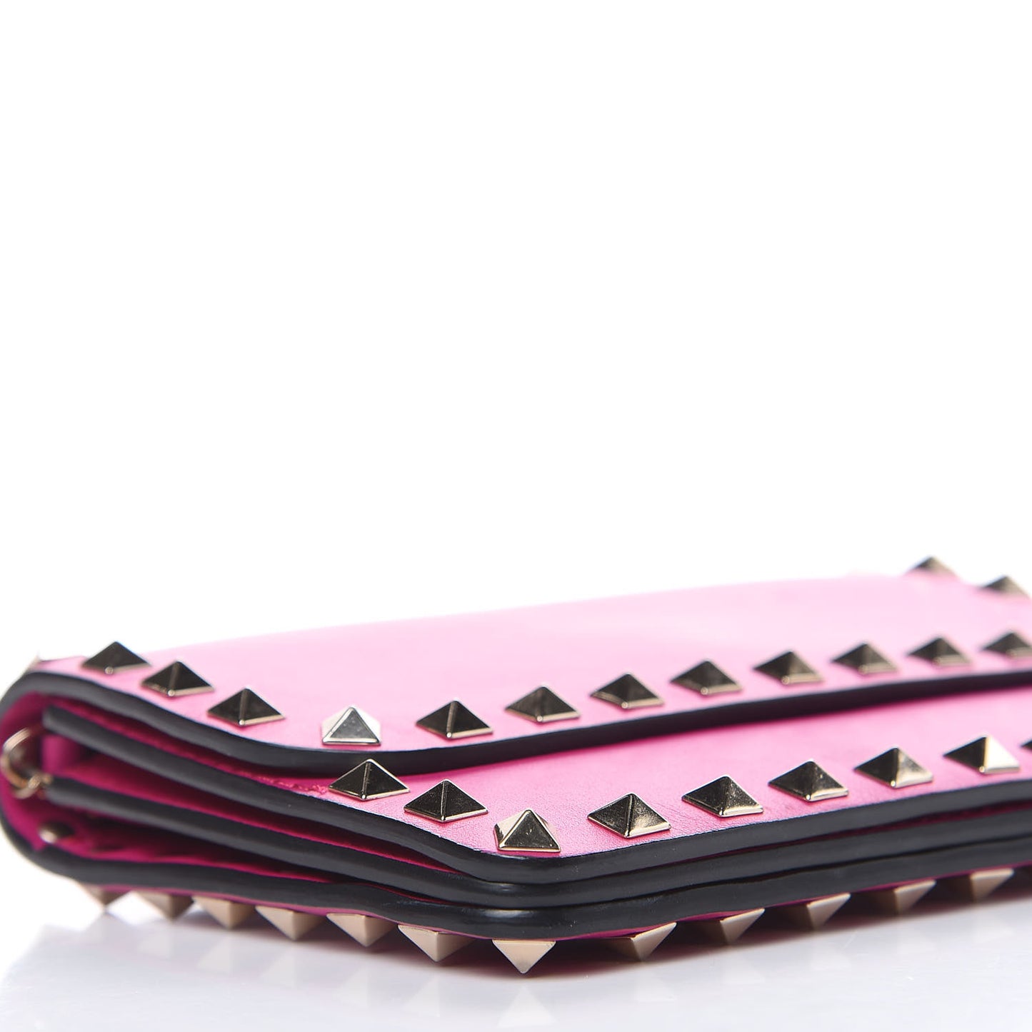 Vitello Rockstud Chain Flap Crossbody Bag Fuxia