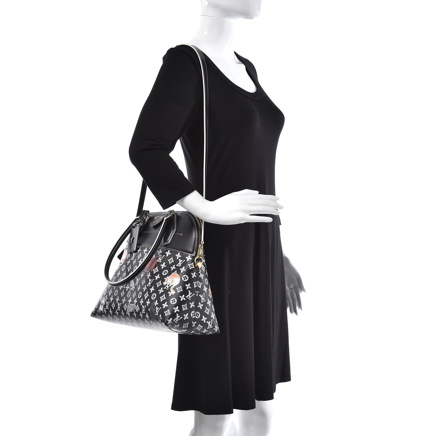 Louis Vuitton Calfskin Catogram Alma Souple MM Black 2 of 9