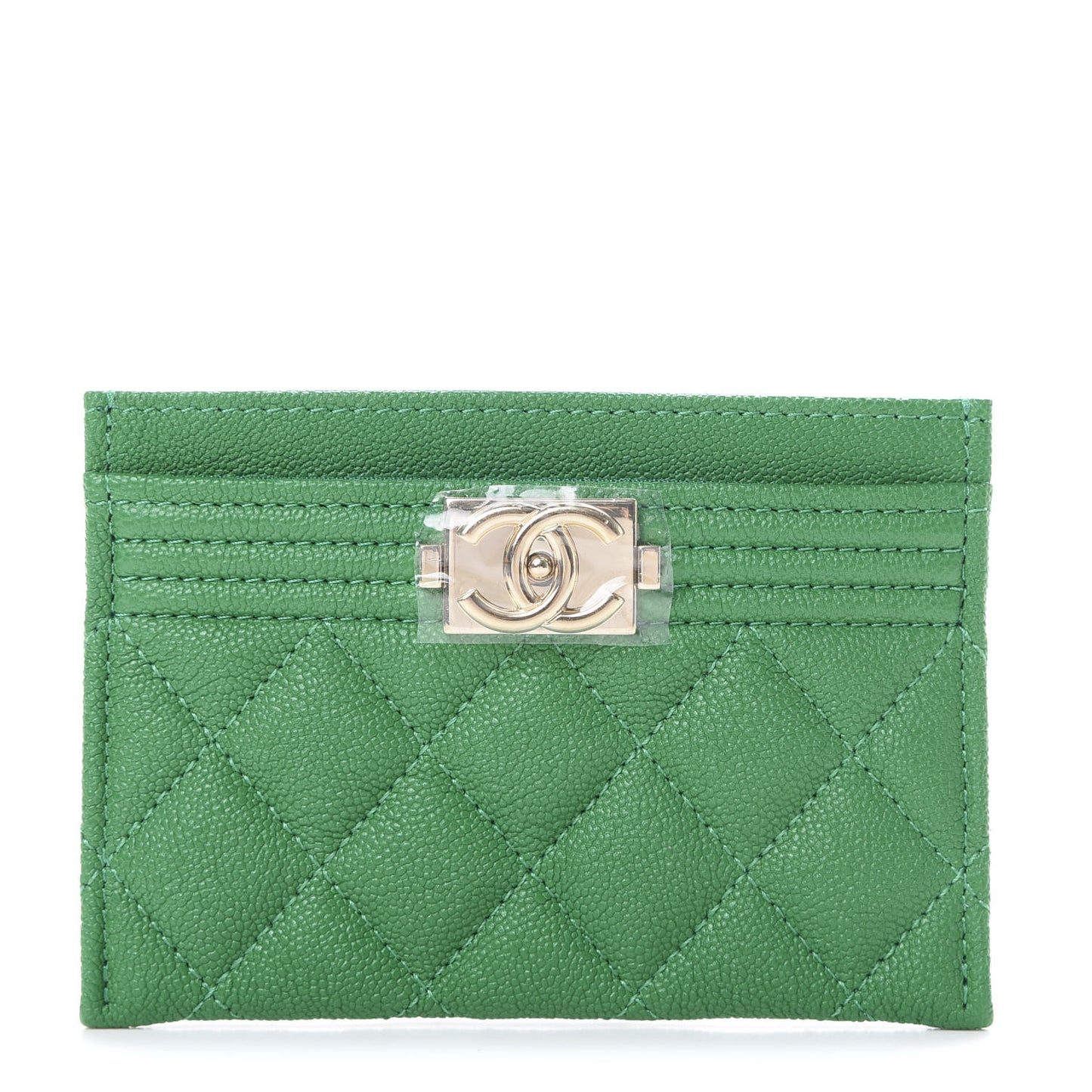 Caviar Quilted Boy Card Holder Green