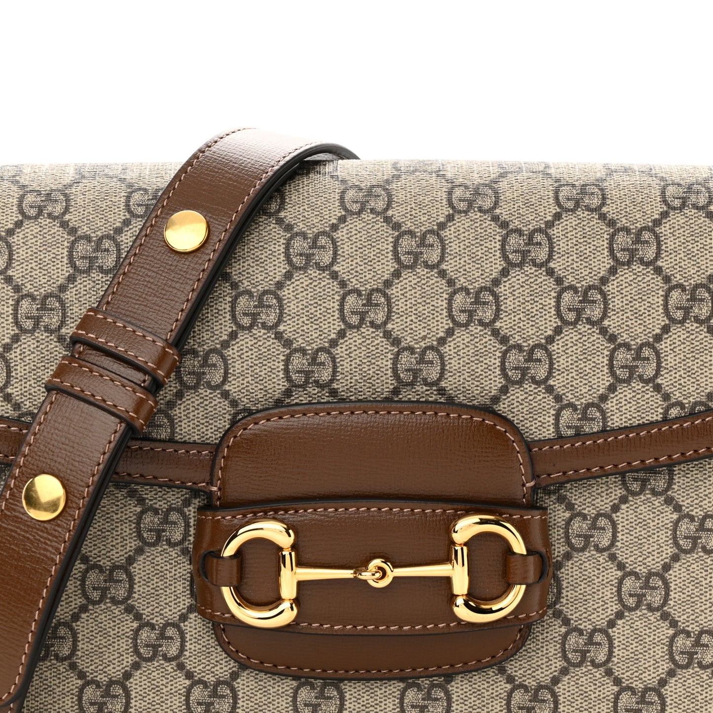 GG Supreme Monogram Horsebit 1955 Shoulder Bag Beige Brown Sugar
