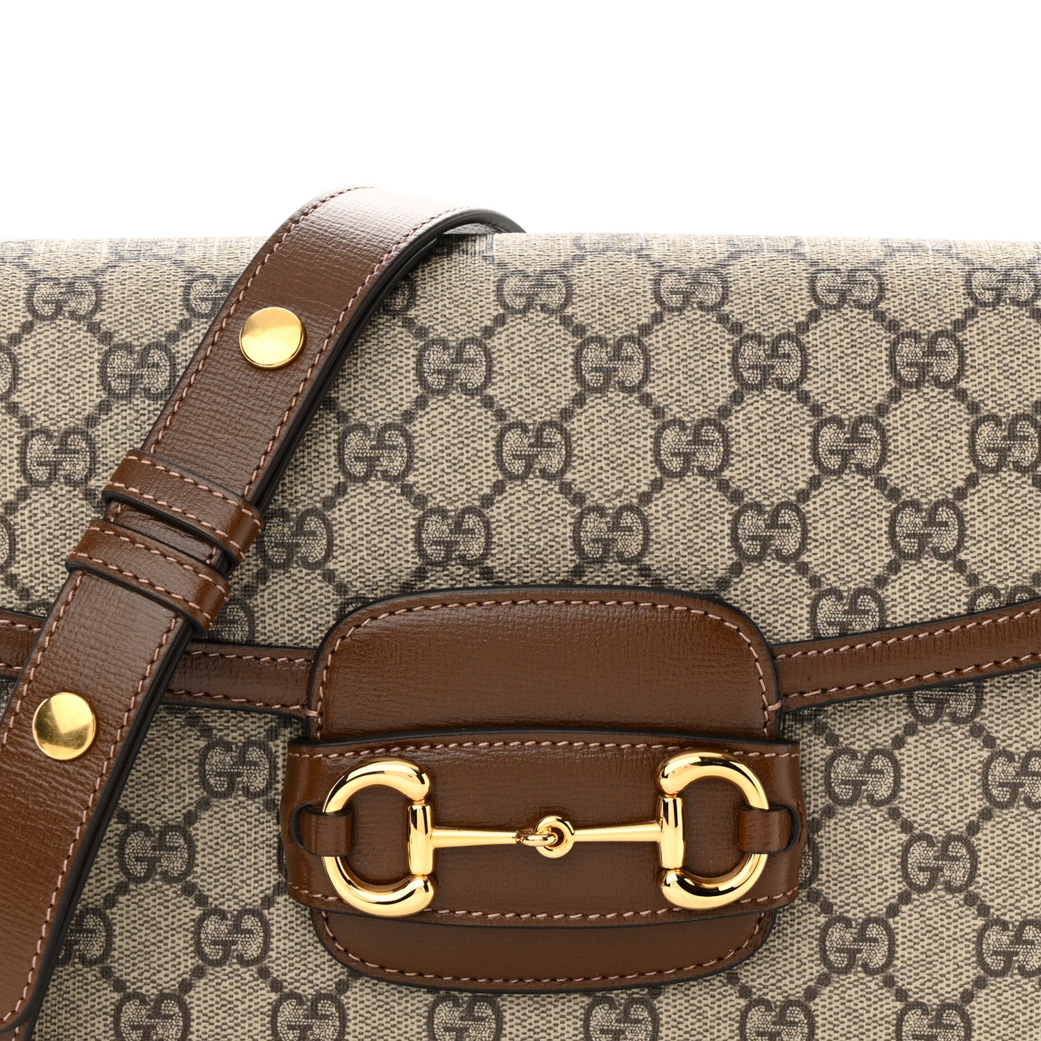 Gucci GG Supreme Monogram Horsebit 1955 Shoulder Bag Beige Brown Sugar 8 of 11