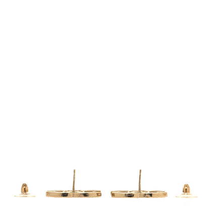 Chanel Pearl Crystal Sparkling Pearls CC Earrings Light Gold 3 of 4