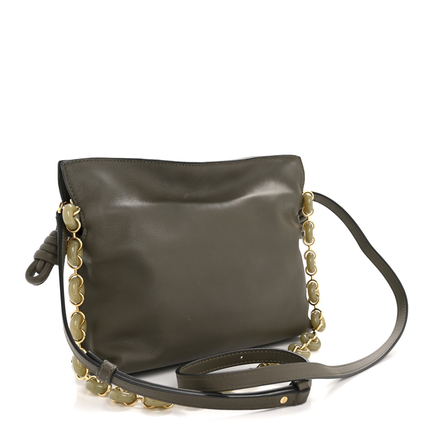 Loewe Mellow Nappa Donut Chain Flamenco Knot Clutch Khaki Green 3 of 12