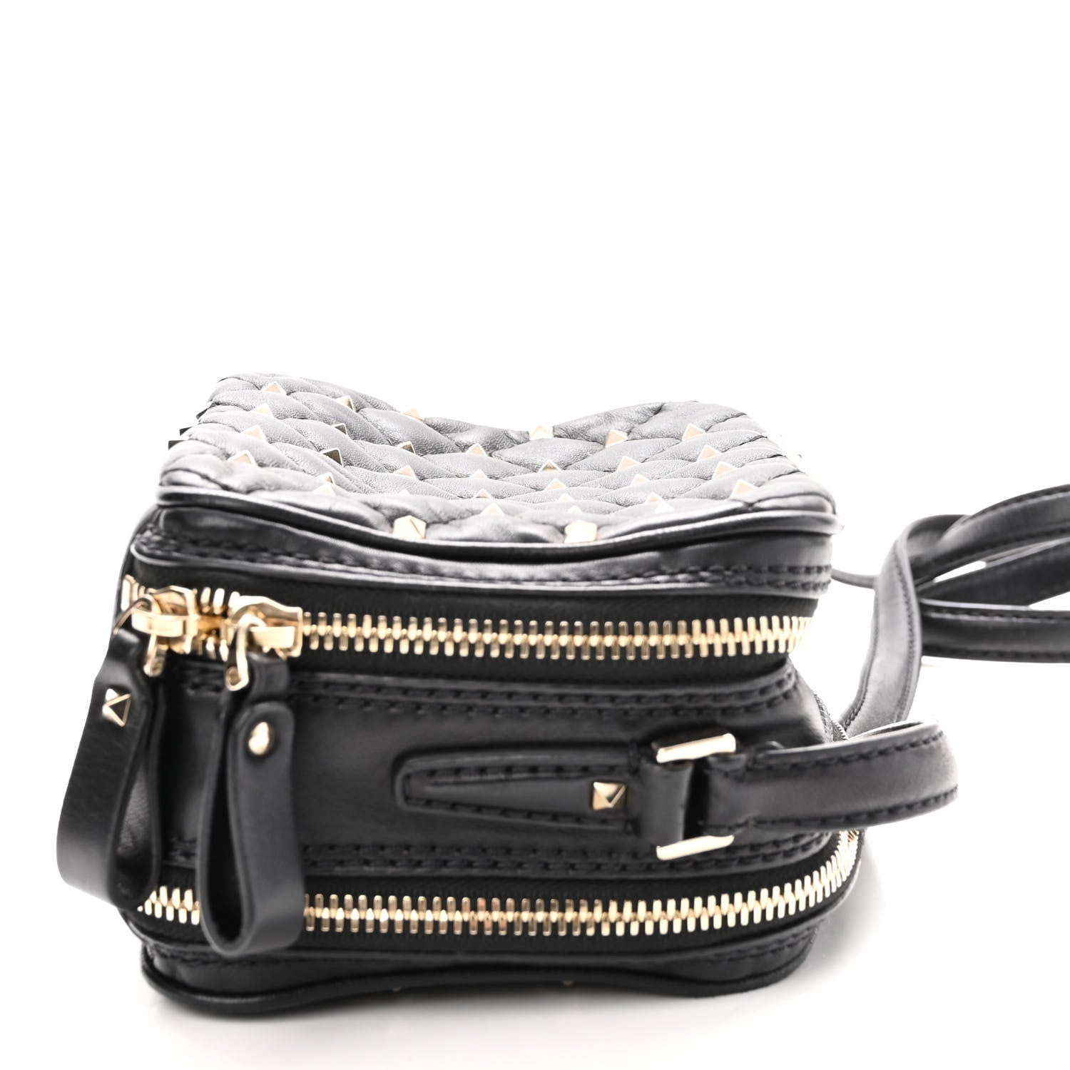 Valentino Garavani Nappa Rockstud Spike Double Zip Camera Crossbody Bag Black 12 of 12