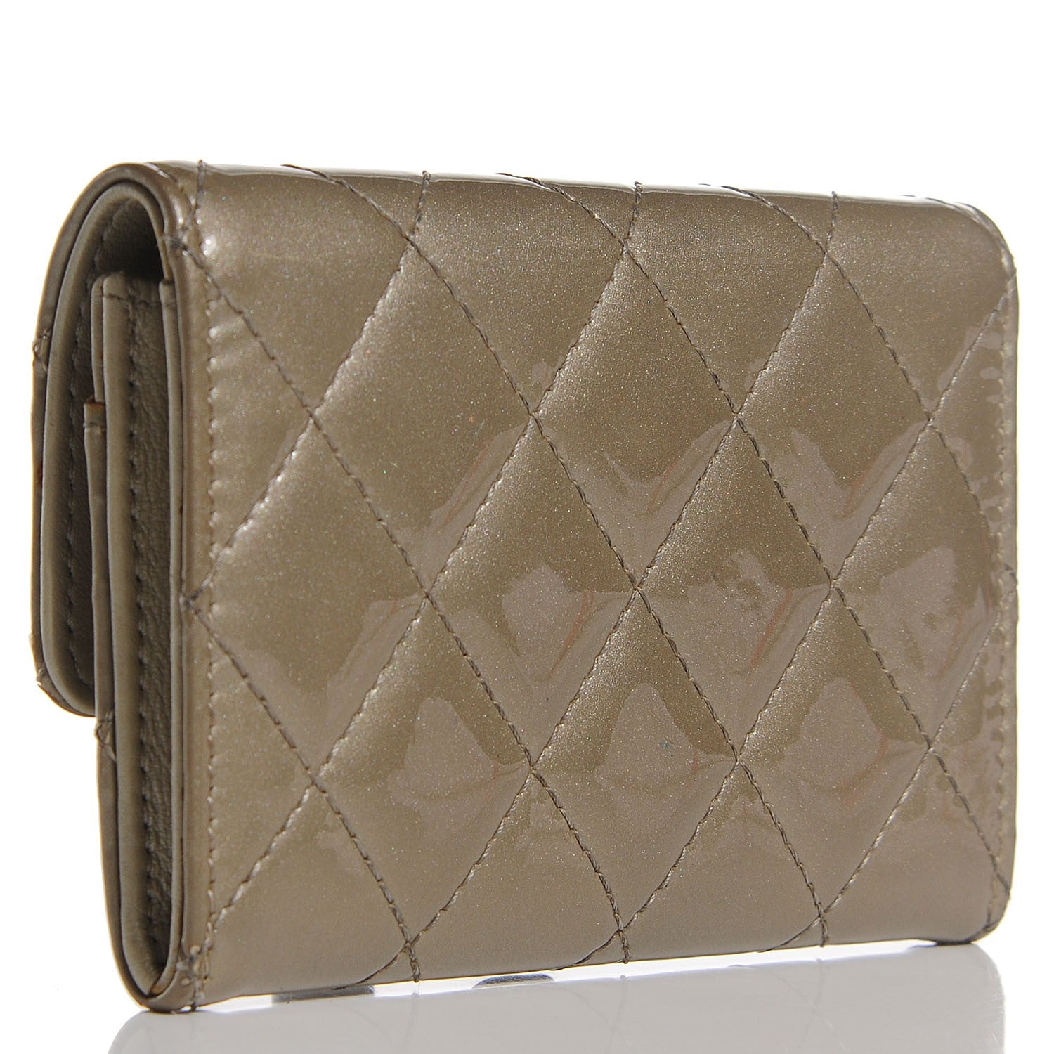 Chanel Patent Quilted Card Holder Light Gold 11 of 16