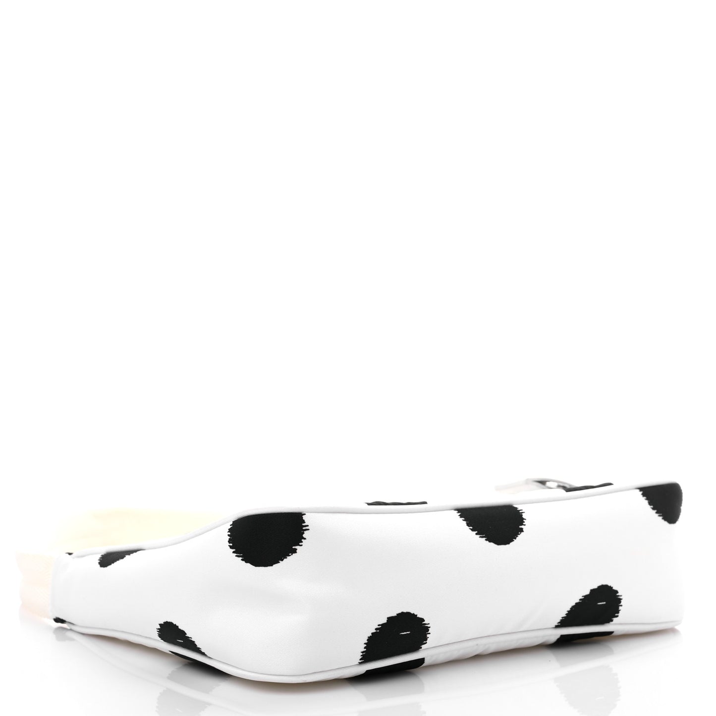 Tessuto Nylon Polka-Dot Mini Re-Edition 2000 Bag White Black