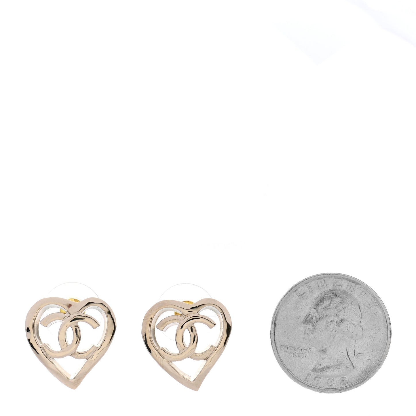 Metal CC Heart Coco In Love Earrings Gold