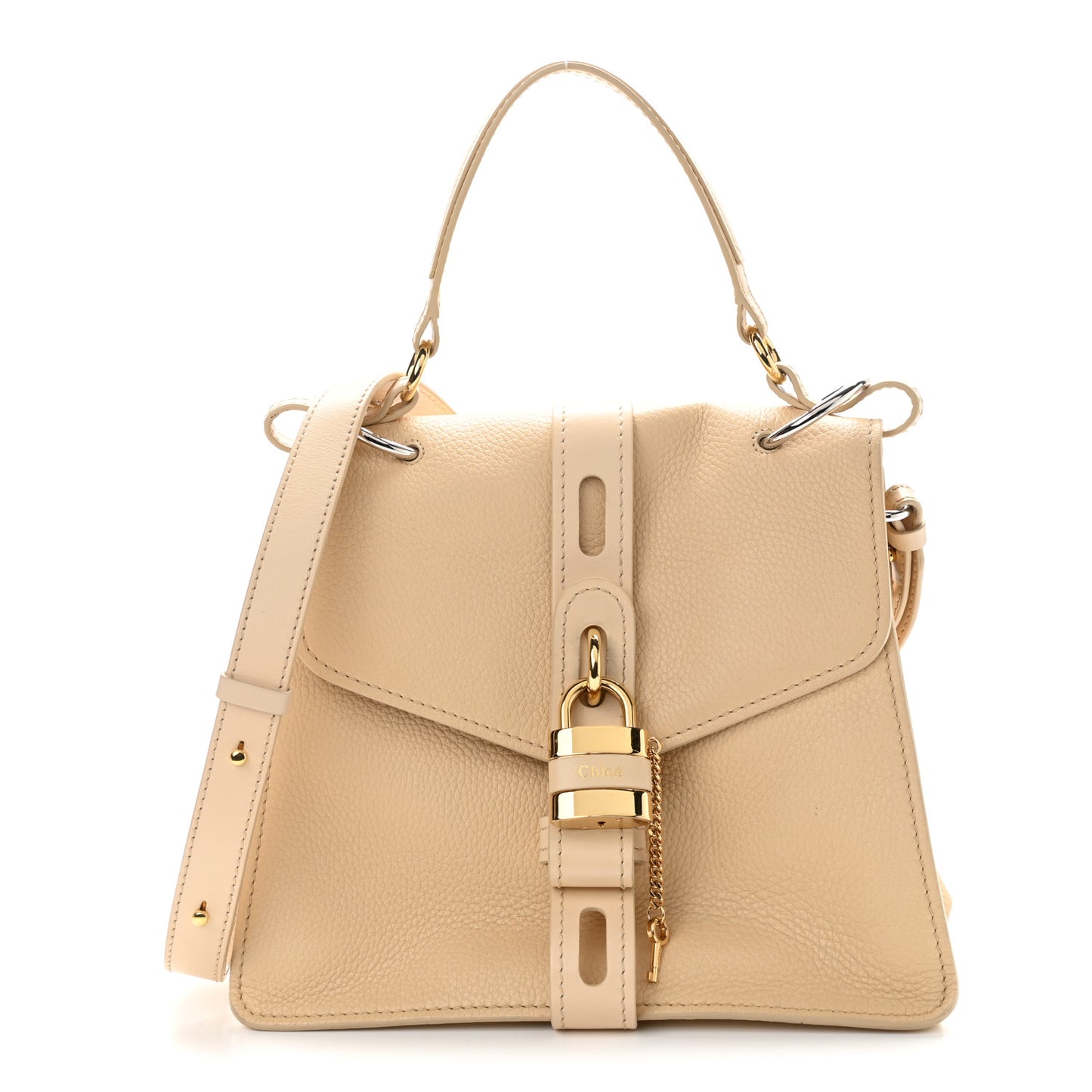 Shiny Grained Calfskin Medium Aby Day Shoulder Bag Blondie Beige