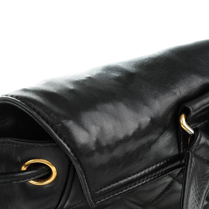 Chanel Lambskin Quilted Drawstring Backpack Black 10 of 10