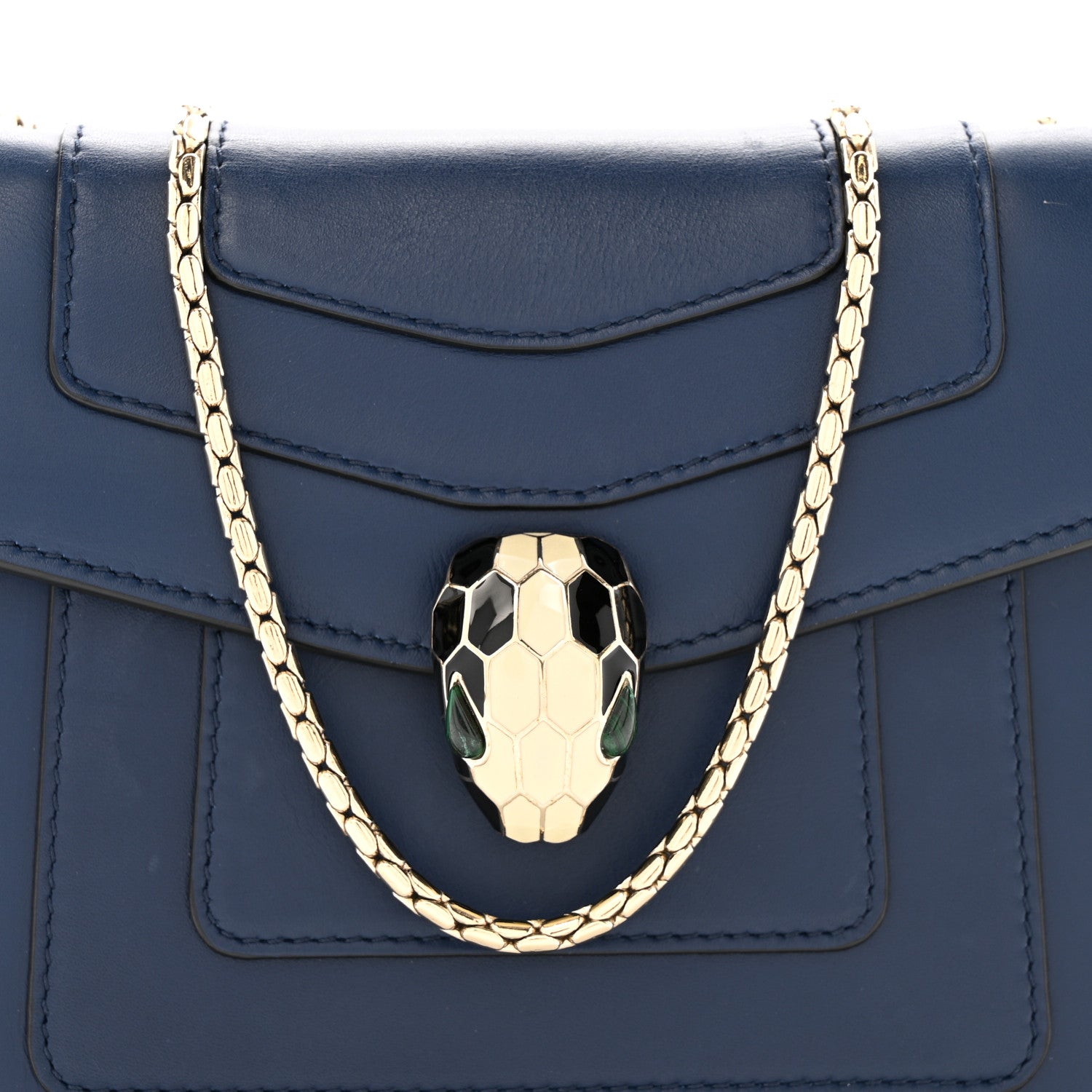 Bulgari Calfskin Serpenti Forever Snake Strap Crossbody Bag Navy 8 of 15