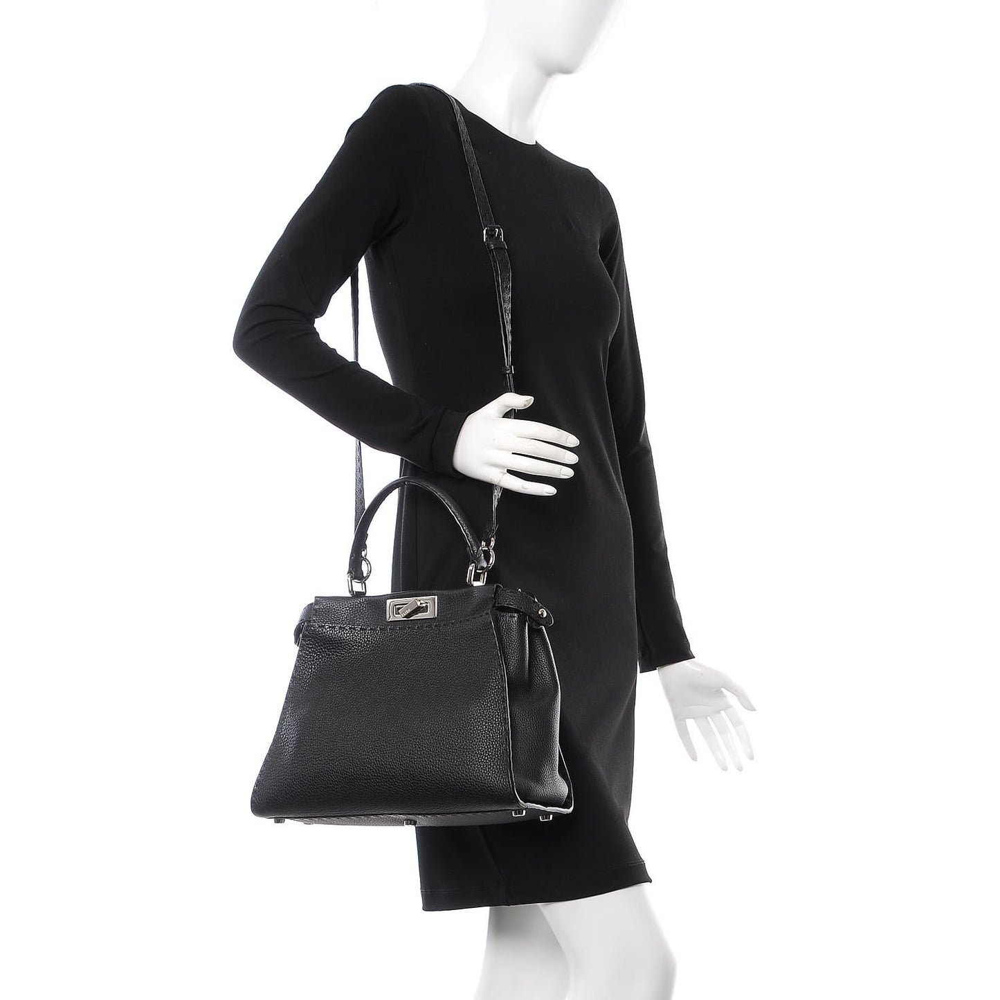 Cuoio Romano Selleria Bi-Color Medium Peekaboo Iconic Satchel Black Mou