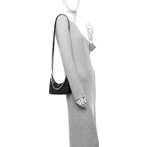 Smooth Calfskin Mini Moon Cut Out Shoulder Bag Black
