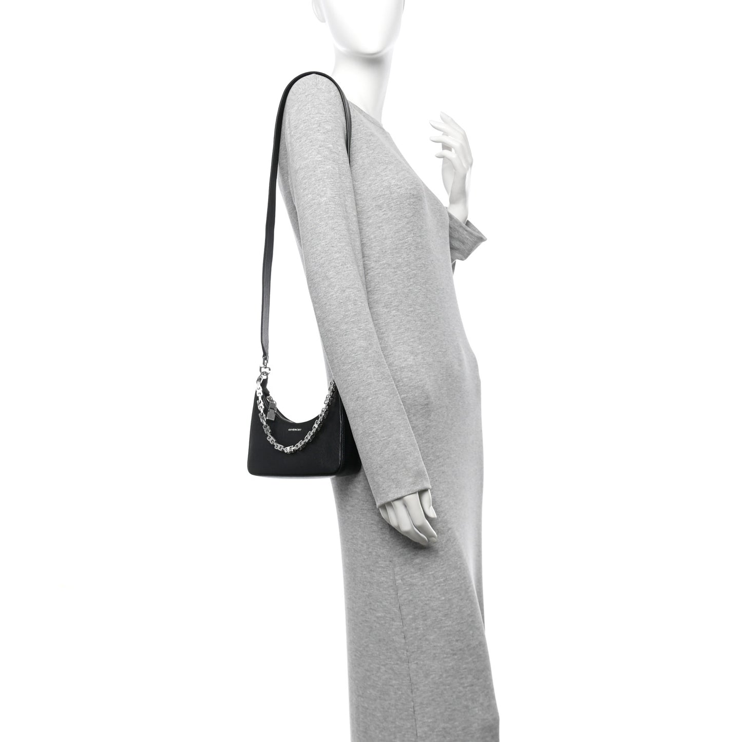 Smooth Calfskin Mini Moon Cut Out Shoulder Bag Black