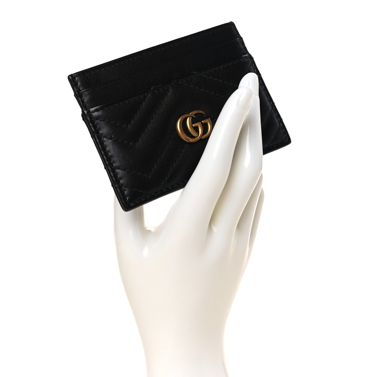 Calfskin Matelasse GG Marmont Card Holder Black