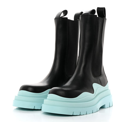 Bottega Veneta Calfskin The Tire Chelsea Boots 37.5 Black Pale Blue 3 of 7