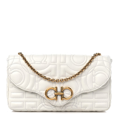 Salvatore Ferragamo Calfskin Quilted Gancini Mini Bag White 1 of 11