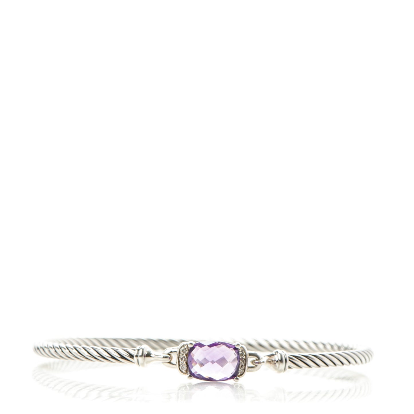 Sterling Silver Diamond Amethyst 3mm Petite Wheaton Bracelet