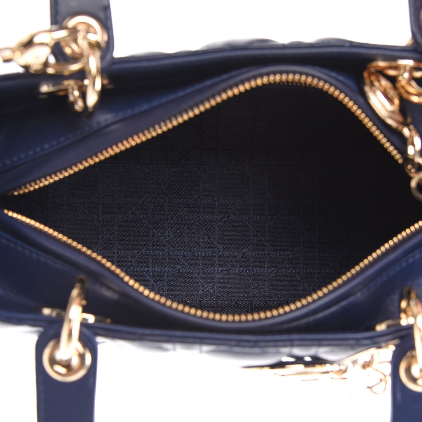 Lambskin Cannage Medium Lady Dior Navy Blue