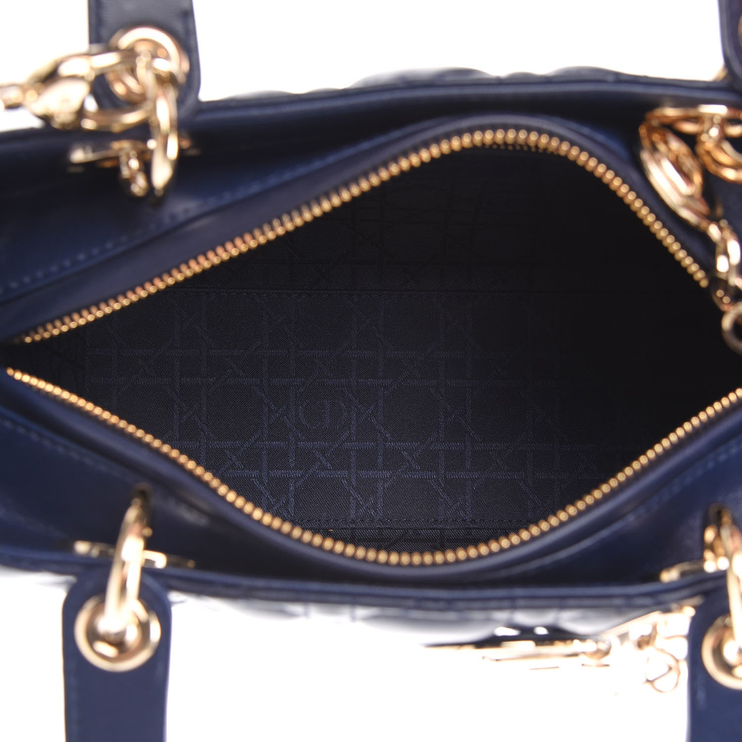 Christian Dior Lambskin Cannage Medium Lady Dior Navy Blue 4 of 12