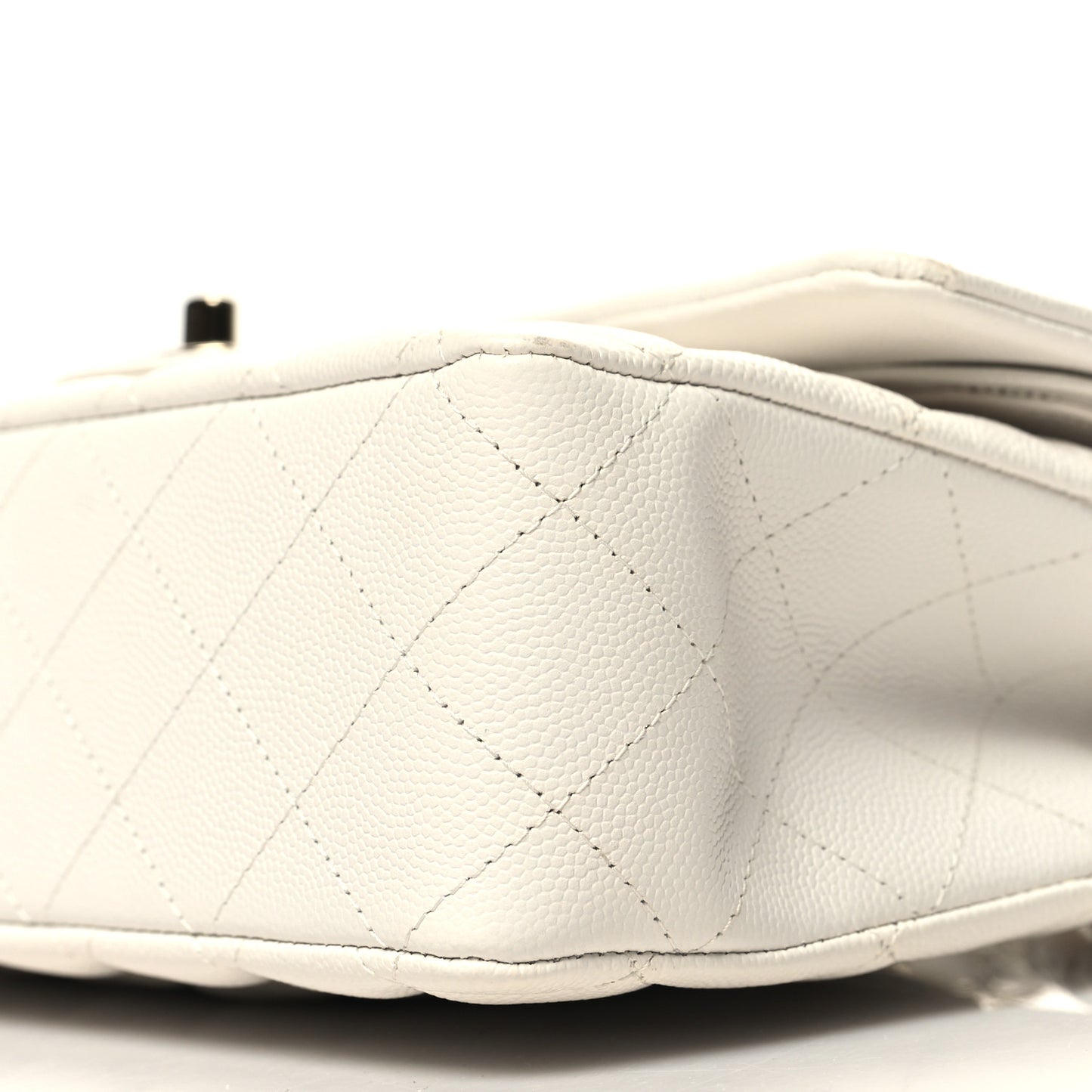 Caviar Quilted Medium Double Flap White