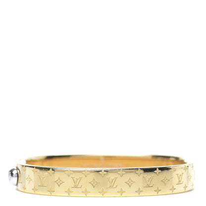 Louis Vuitton Brass Monogram Nanogram Cuff S Gold 1 of 7