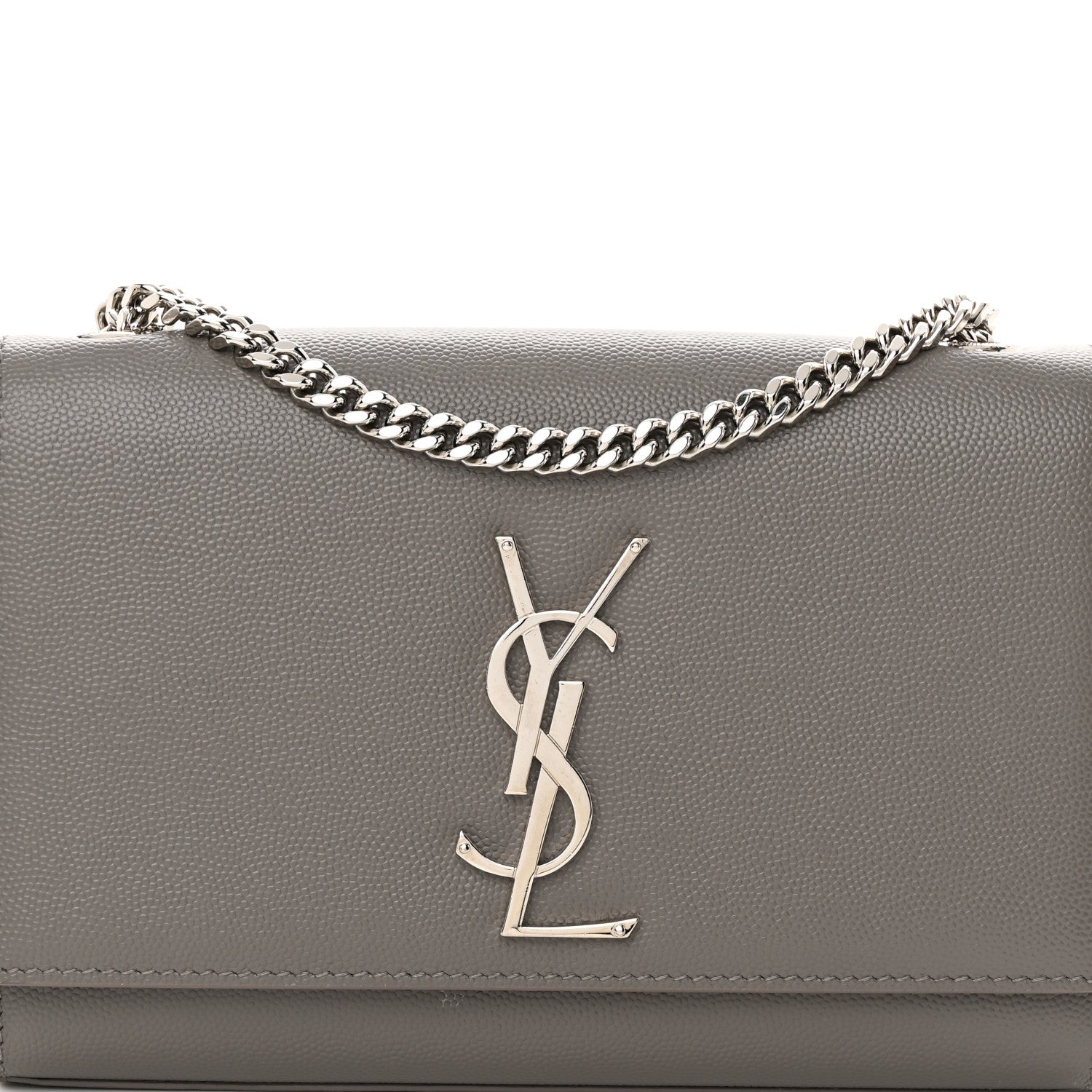 Saint Laurent Grain De Poudre Classic Monogram Kate Satchel Grey 8 of 13