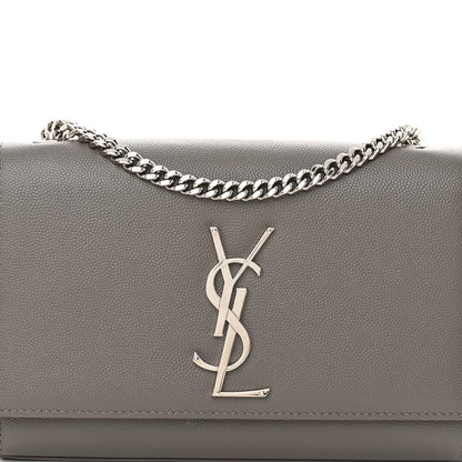 Saint Laurent Grain De Poudre Classic Monogram Kate Satchel Grey 8 of 13