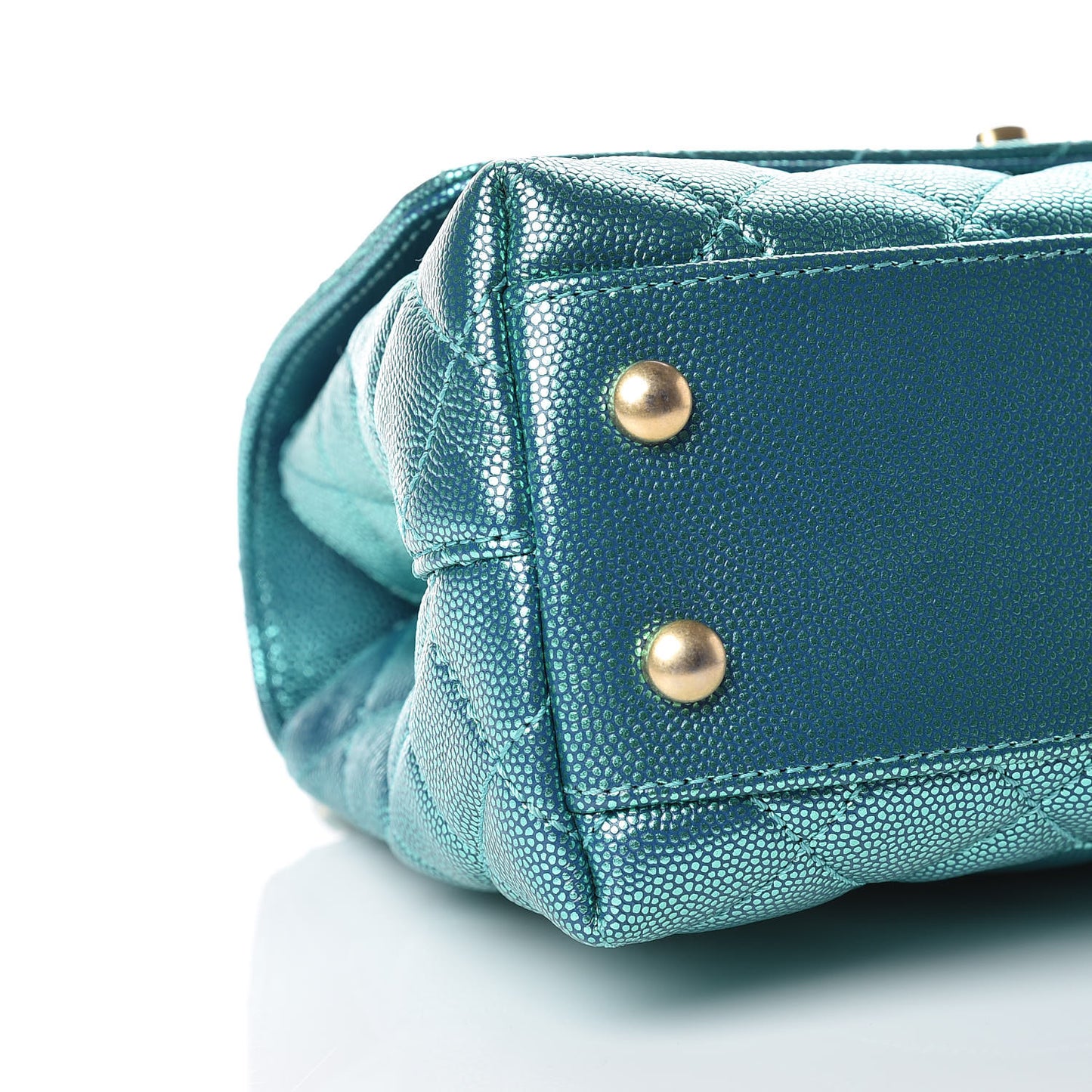 Metallic Caviar Quilted Mini Coco Handle Flap Blue