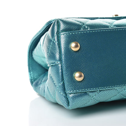 Chanel Metallic Caviar Quilted Mini Coco Handle Flap Blue 9 of 11