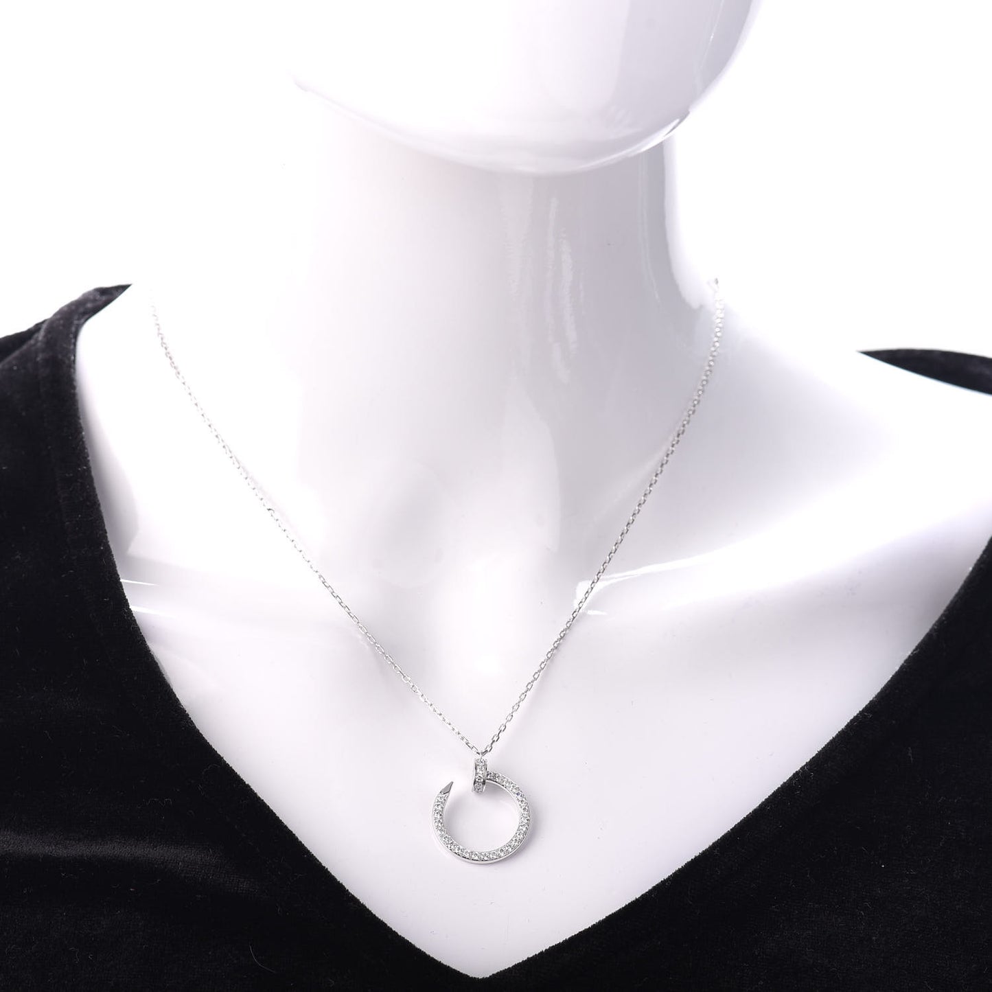 18K White Gold Diamond Juste Un Clou Paved Pendant Necklace