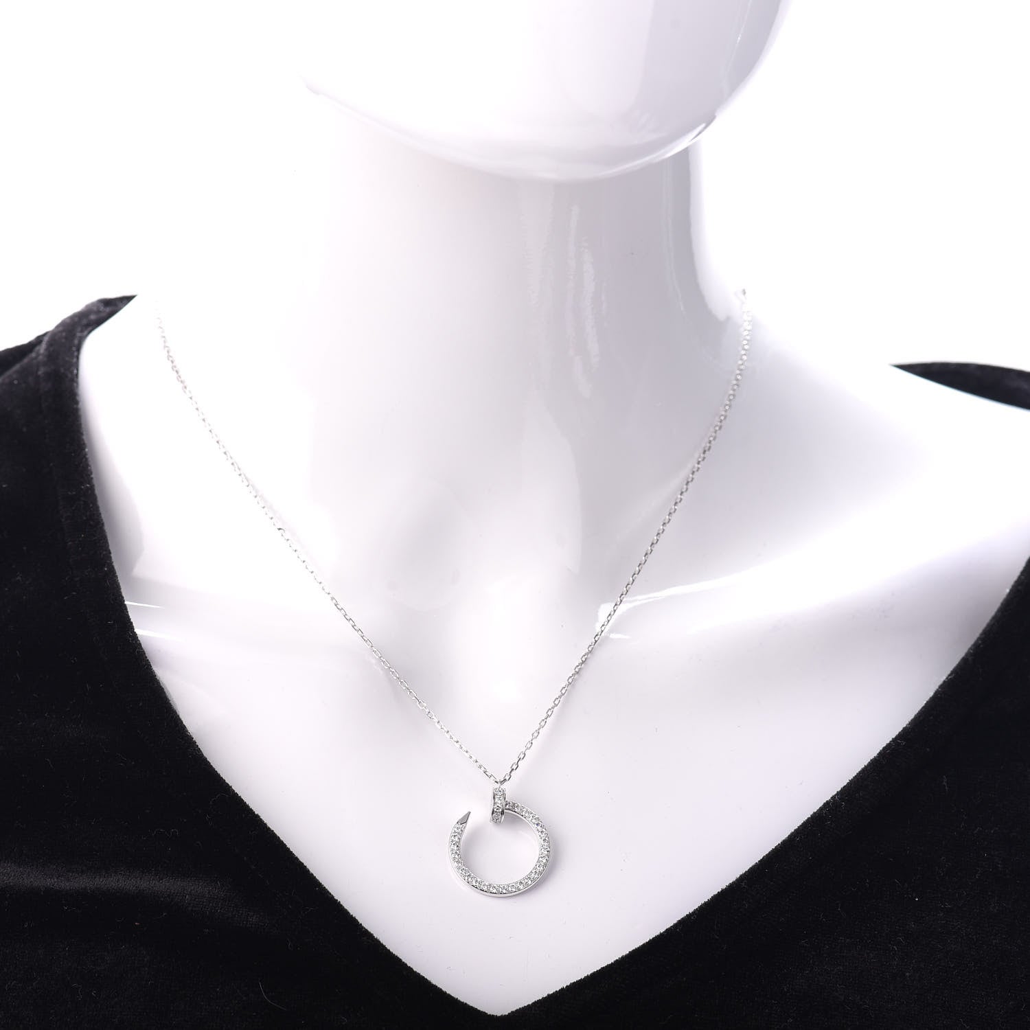 Cartier 18K White Gold Diamond Juste Un Clou Paved Pendant Necklace 2 of 5