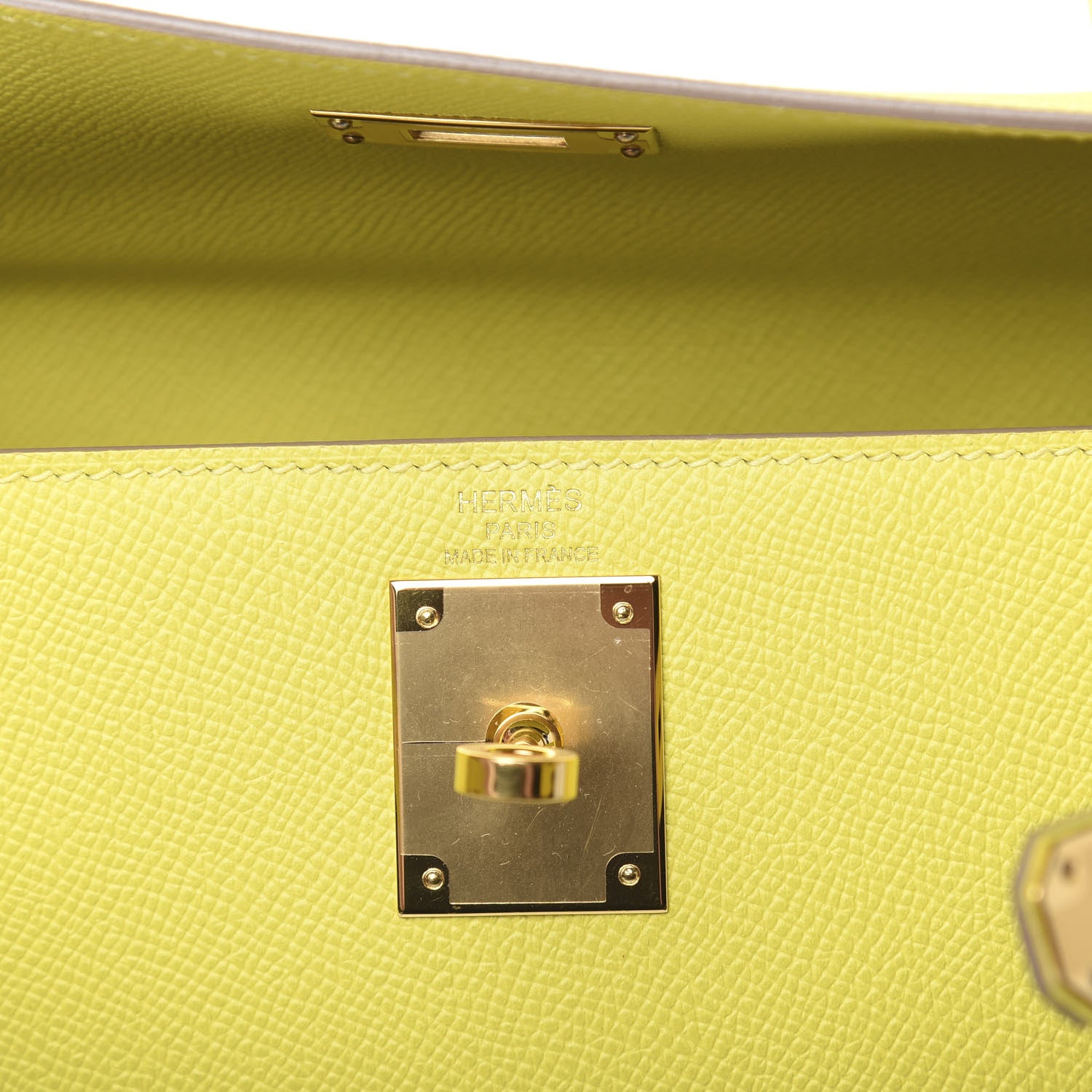 Hermes Epsom Kelly Sellier 28 Lime 7 of 12