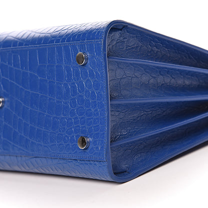 Saint Laurent Calfskin Crocodile Embossed Small Sac De Jour Royal Blue 17 of 18