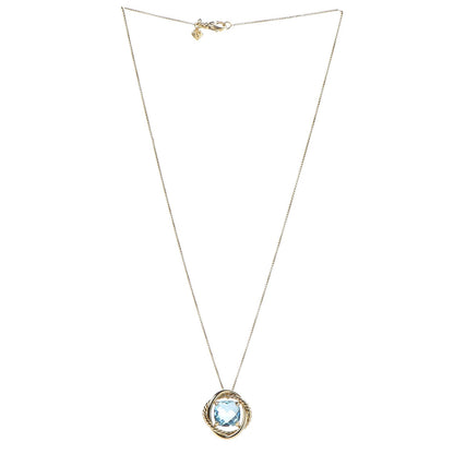David Yurman 18K Yellow Gold Blue Topaz 11mm Infinity Pendant Necklace 3 of 9