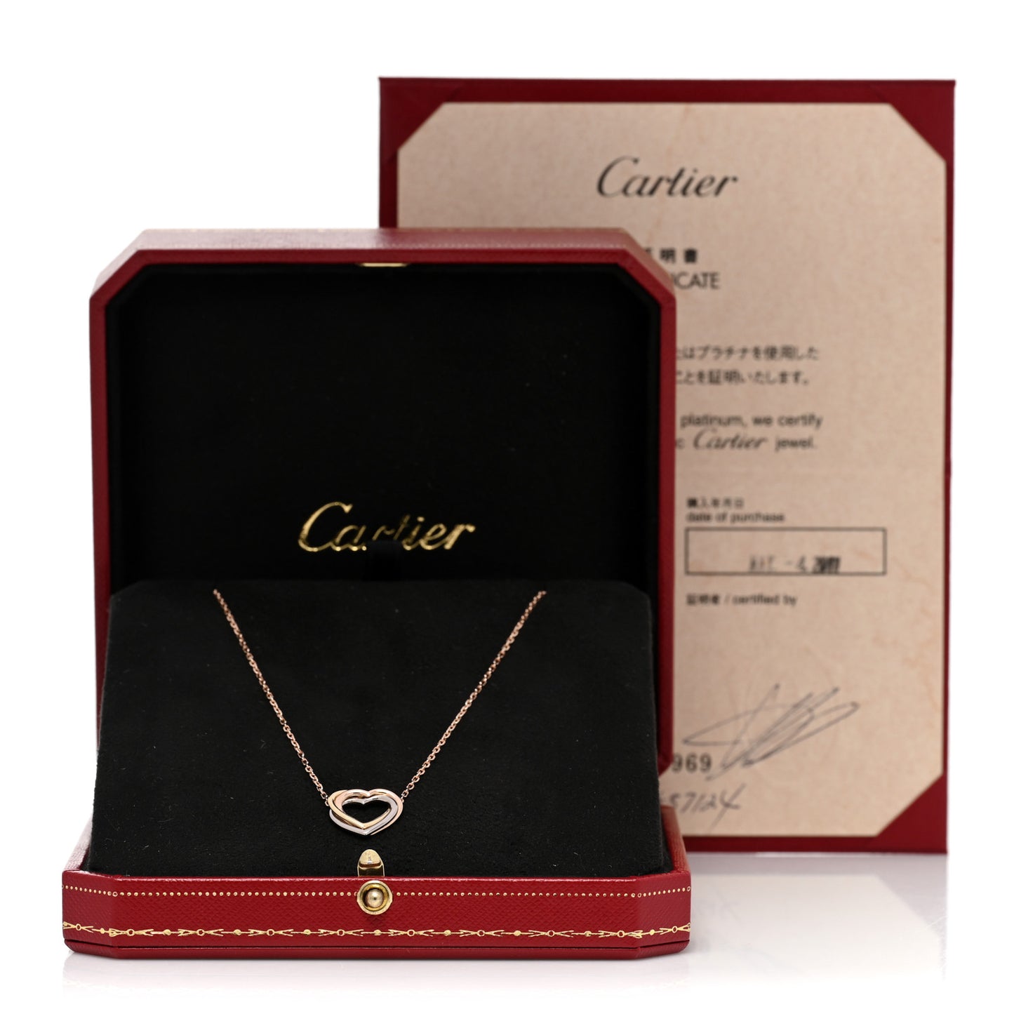 18K Pink Yellow White Gold Trinity Heart Necklace