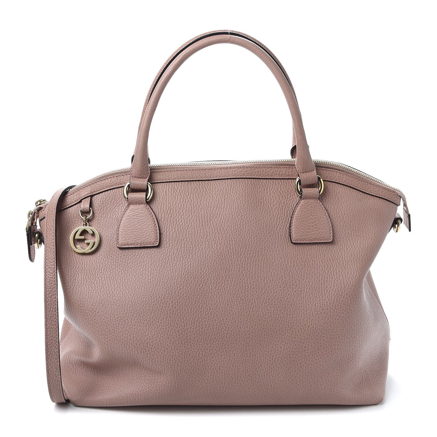 Dollar Calfskin Large GG Charm Dome Satchel Tote Soft Pink
