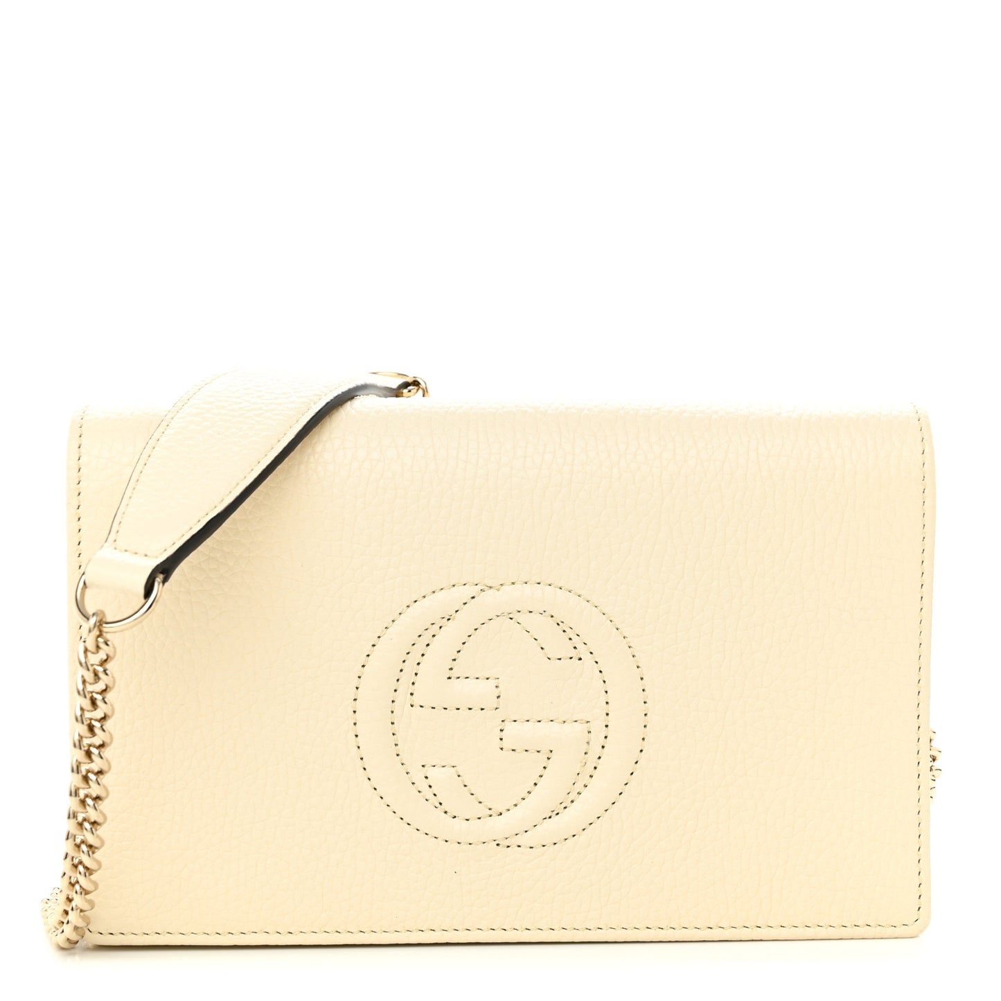 Pebbled Calfskin Soho Wallet on Chain Ivoire