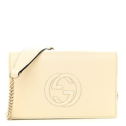 Gucci Pebbled Calfskin Soho Wallet on Chain Ivoire 1 of 10