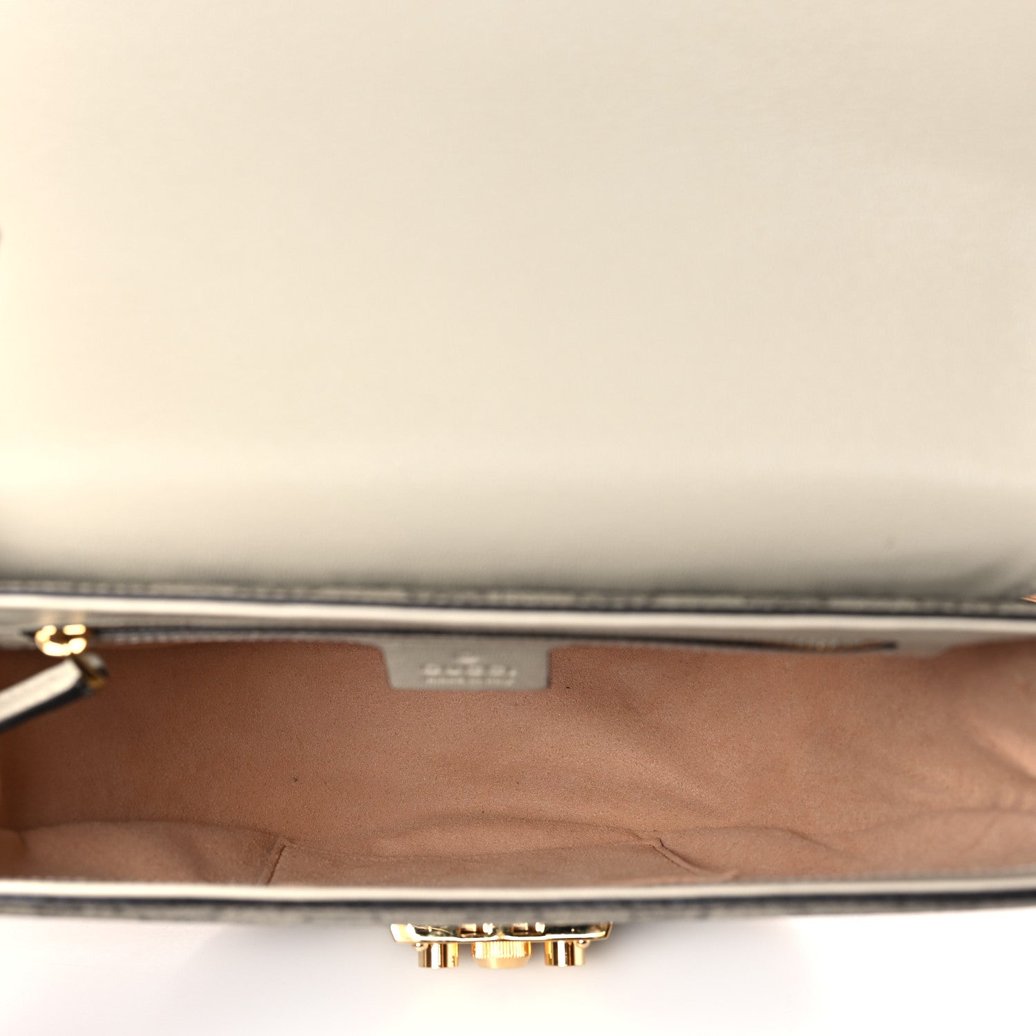 Gucci GG Supreme Monogram Calfskin Small Padlock Messenger Shoulder Bag Beige Mystic White Sun Oil 5 of 9