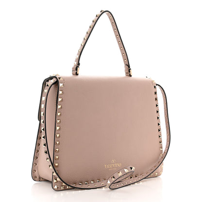 Valentino Garavani Grained Calfskin Rockstud Top Handle Flap Shoulder Bag Poudre 2 of 9