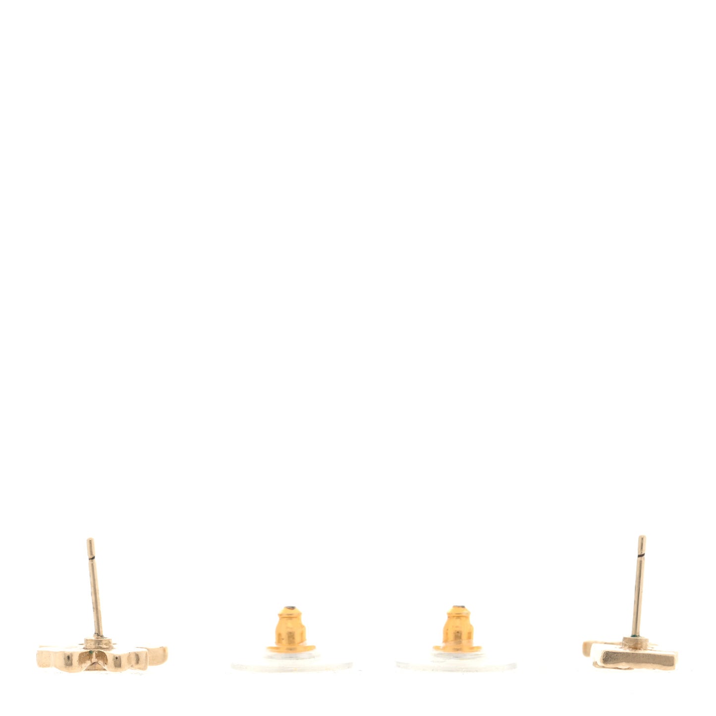 Metal No 5 Clover CC Earrings Gold