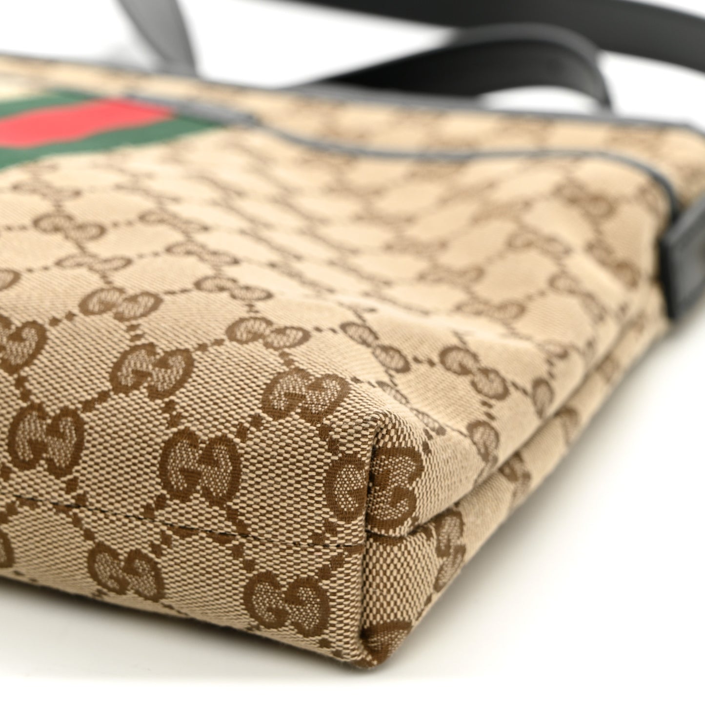 GG Monogram Web Flat Messenger Bag Black