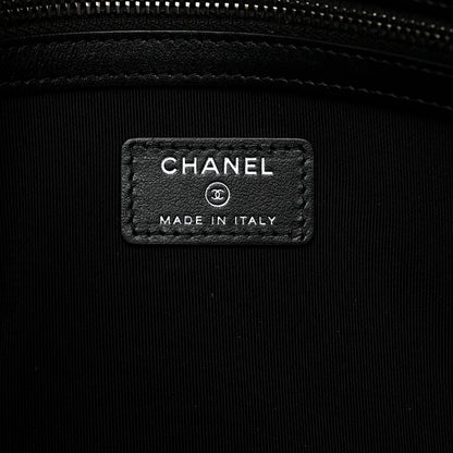 Chanel Calfskin Chevron Quilted Tassel Medium Cosmetic Case Black 6 of 7