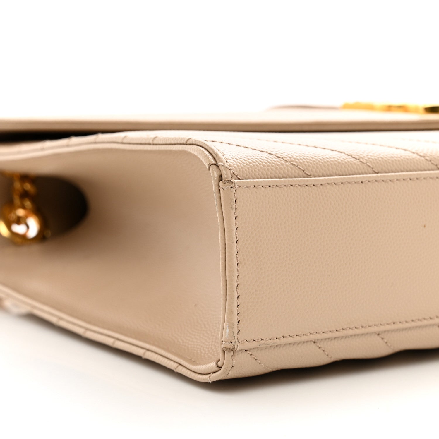 Saint Laurent Grain De Poudre Matelasse Chevron Large Monogram Satchel Dark Beige 7 of 9