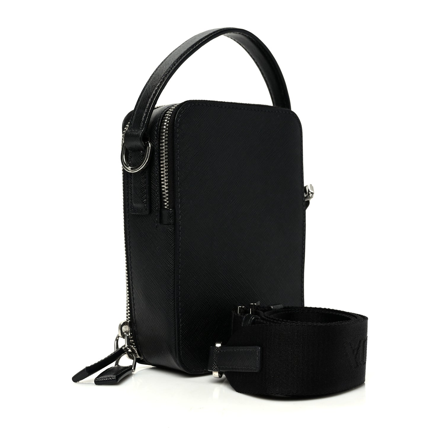 Saffiano Travel Brique Crossbody Messenger Bag Black