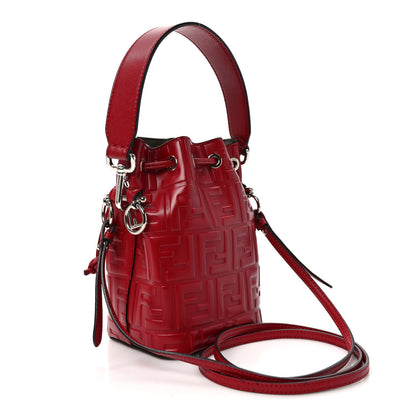Fendi Vitello Liberty F is Fendi FF 1974 Embossed Mini Mon Tresor Bucket Bag Fragola 3 of 10